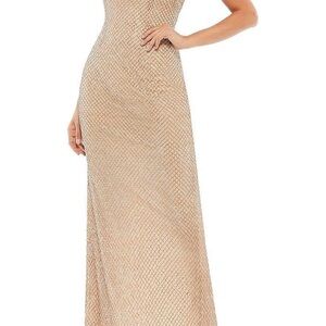 MAC DUGGAL

White Beaded Spaghetti Strap Column Gown